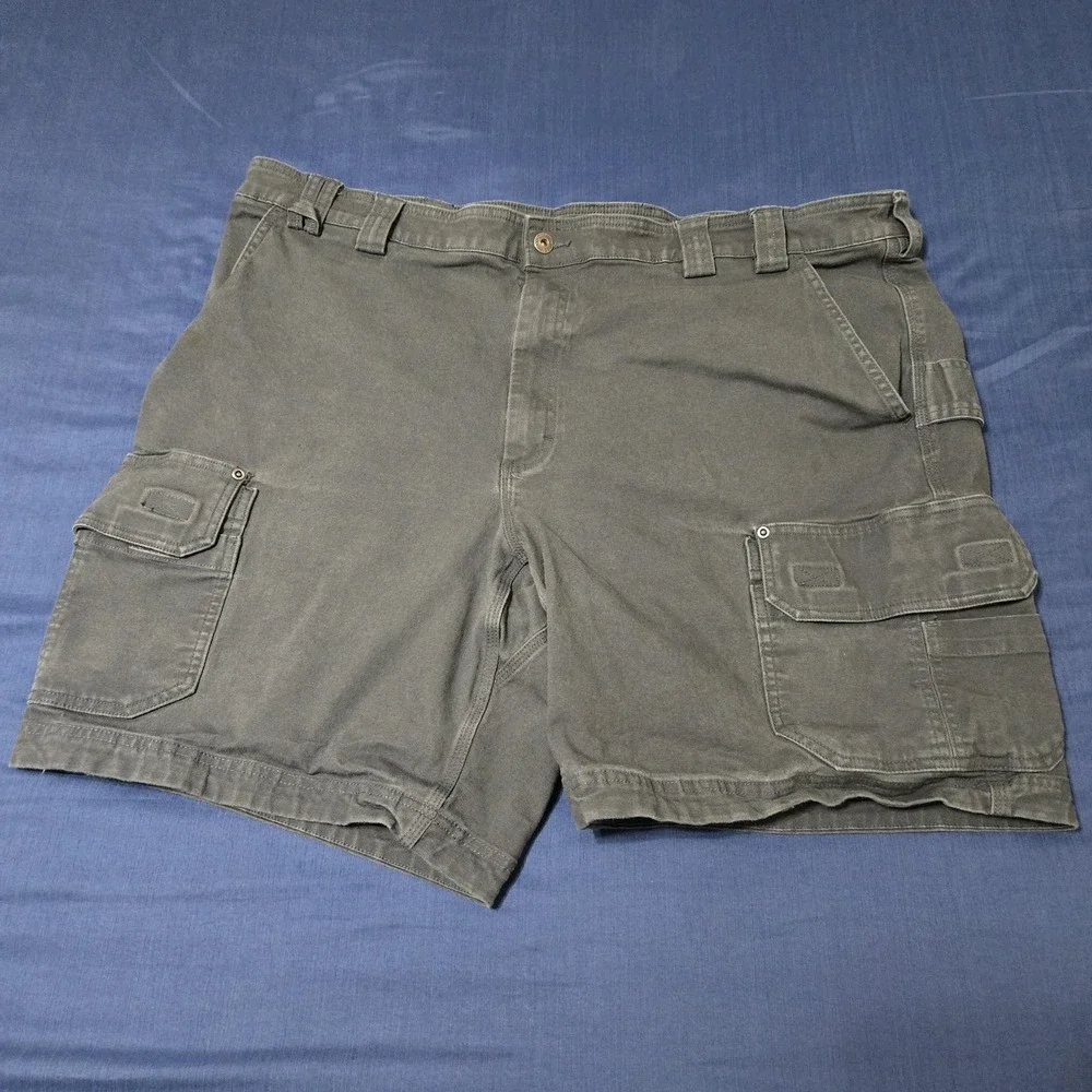 Duluth Trading Co. Shorts Mens 46 Gray Flex Fire Hose Cargo Canvas Workwear